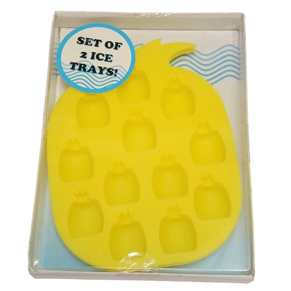 Pineapple Ice Cube‎ Mold Trays Lot of 4 Silicone Tropical Party Luau Novelty Bar